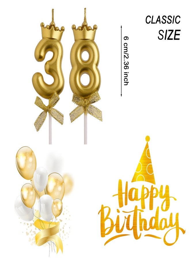 AOOLADA 38th 83rd Birthday Candles, Gold 83 38 Year Old Cake Topper Number Birthday Candles, Birthday Party Decorations Gifts for Women Men - Image 2